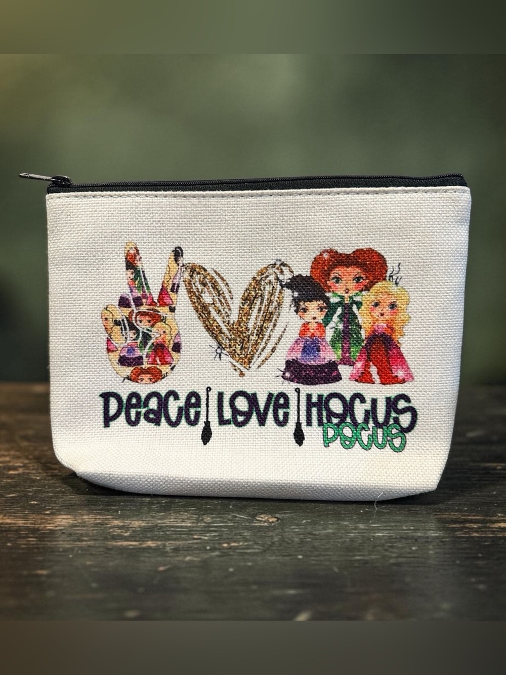 Peace, Love and Hocus Pocus Halloween Makeup Bag